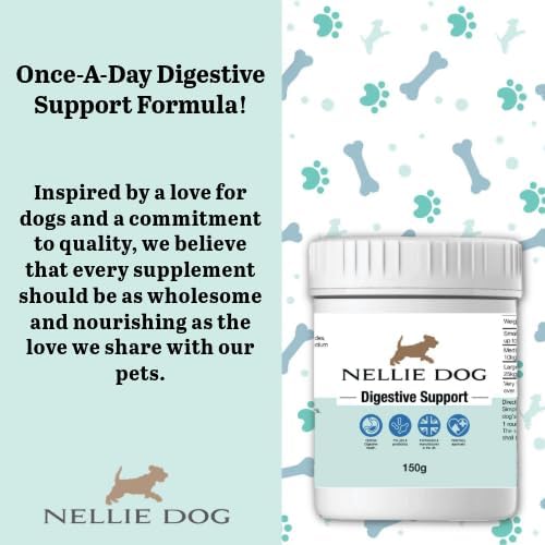 NELLIE DOG - Digestive supplement for Dogs - Triple action Pre, Pro and Postbiotic - Vet endorsed Formula - 150g